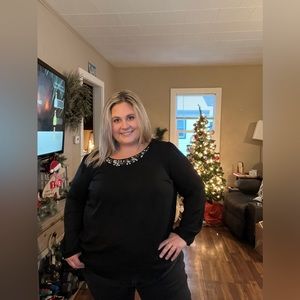 Black Blouse with Beaded Detail